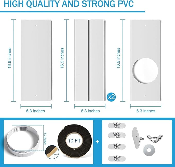 THE WHITE SHOP Portable Air Conditioner Window Kit with Coupler Adjustable - M&M
