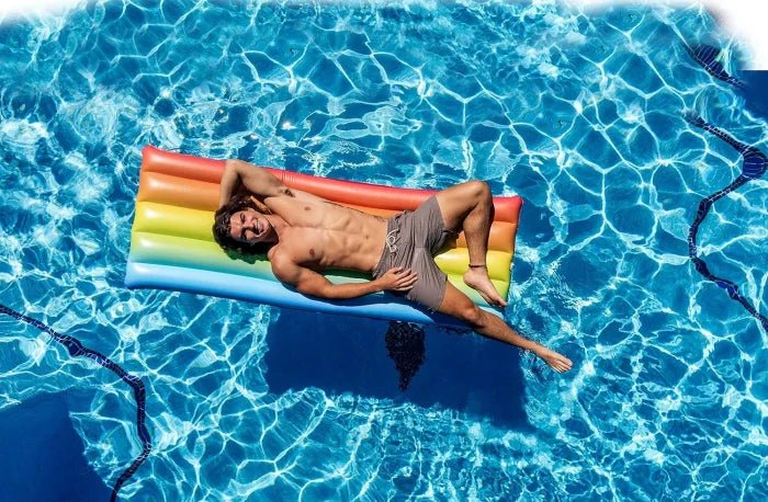Inflatable Rainbow Pool Raft – Large Haze Glitter Float Lounger for Adults & Kids | Summer Beach & Swimming Pool Toy - M&M