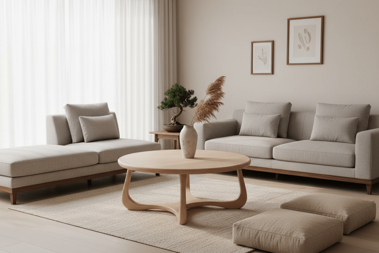 Handcrafted Sculptural Round Walnut Coffee Table – Made to Order | Organic Three - Leg Base - M&M
