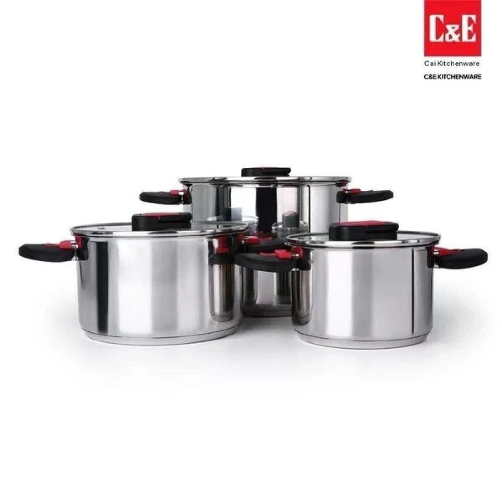 C&E 6 Pcs Stainless Steel Pots - M&M