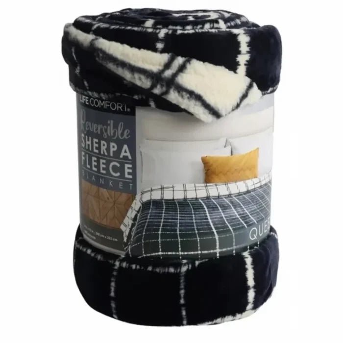 Life Comfort Reversible Sherpa Fleece Blanket 200CM*240CM - M&M