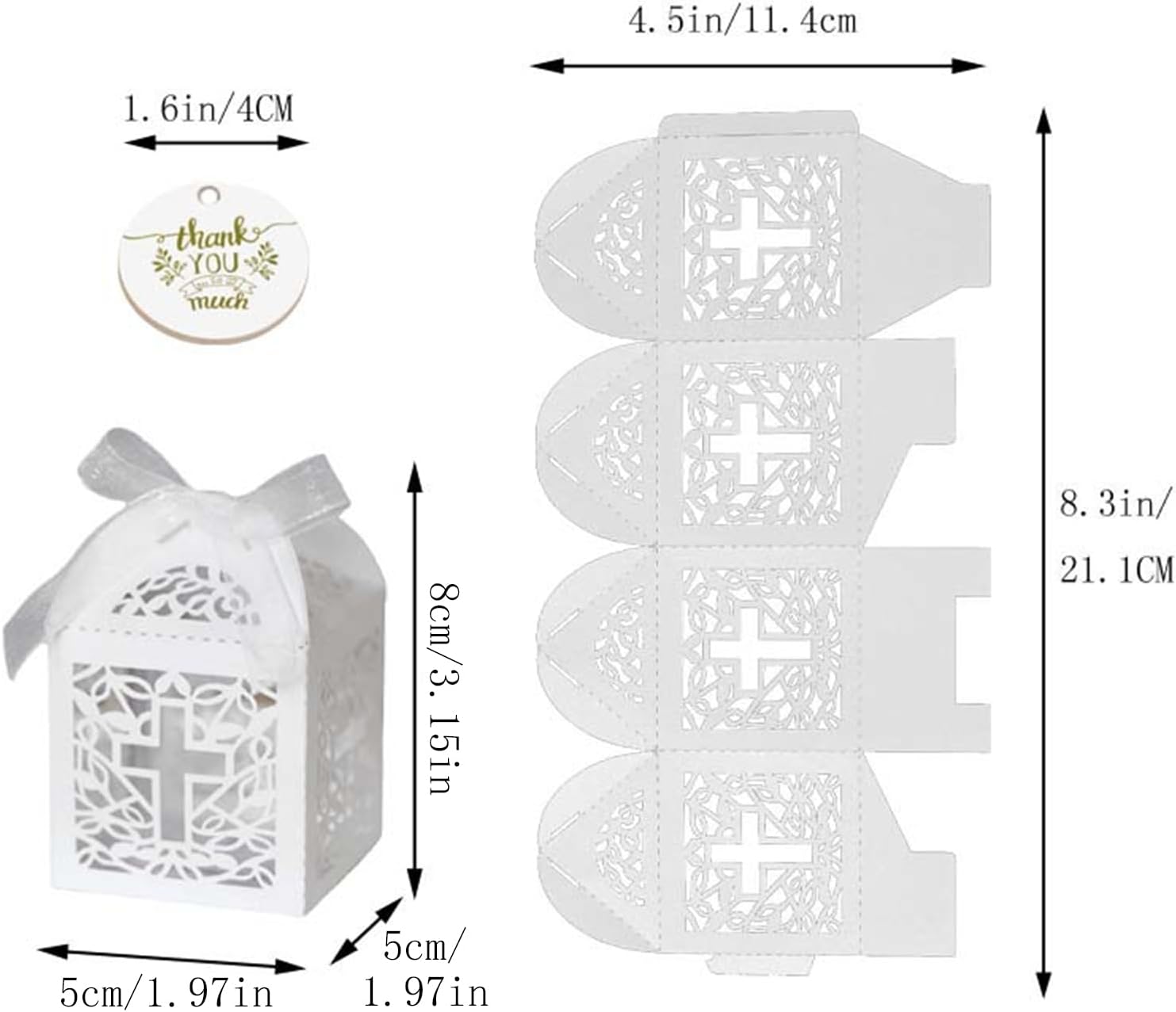 50 PCS Cross Laser Cut Candy Boxes - M&M