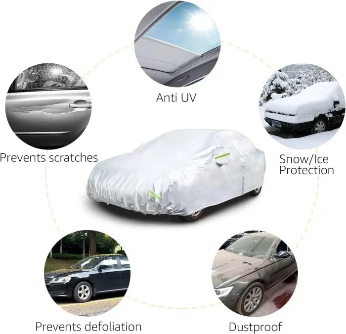 Amazon Basics Silver Weatherproof Car Cover – 150D Oxford, Sedans up to 170″ - M&M