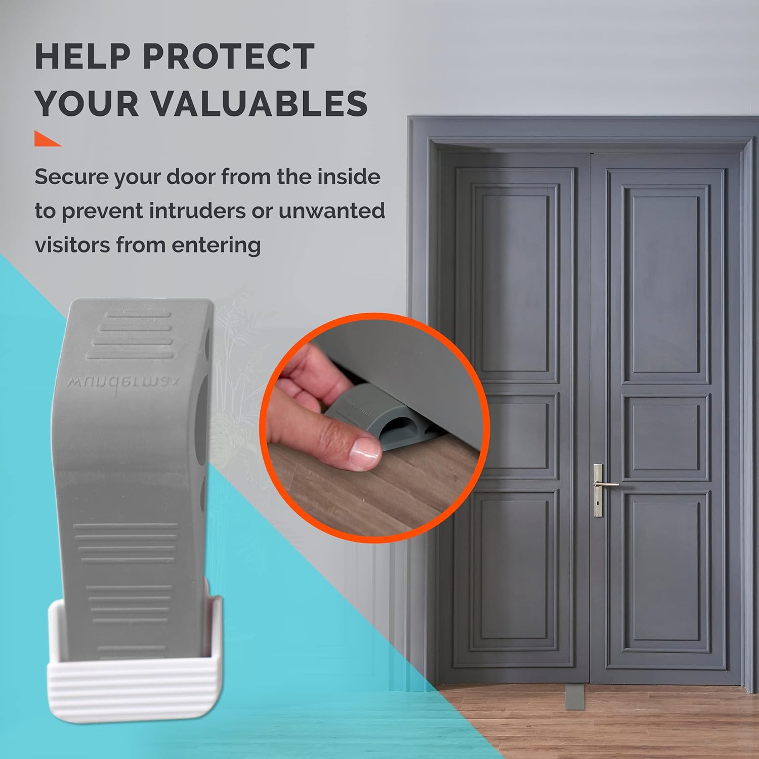 Wundermax Heavy - Duty Rubber Door Stopper – Multi - Surface Universal Wedge (Gray) - M&M