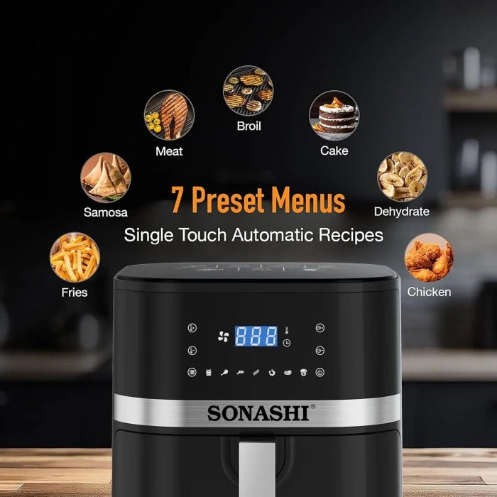 Sonashi SAF - 800N Digital Air Fryer – Healthy Oil - Free Cooking, Multiple Presets & Temperature Control | Ideal for Home Kitchen | UAE - M&M