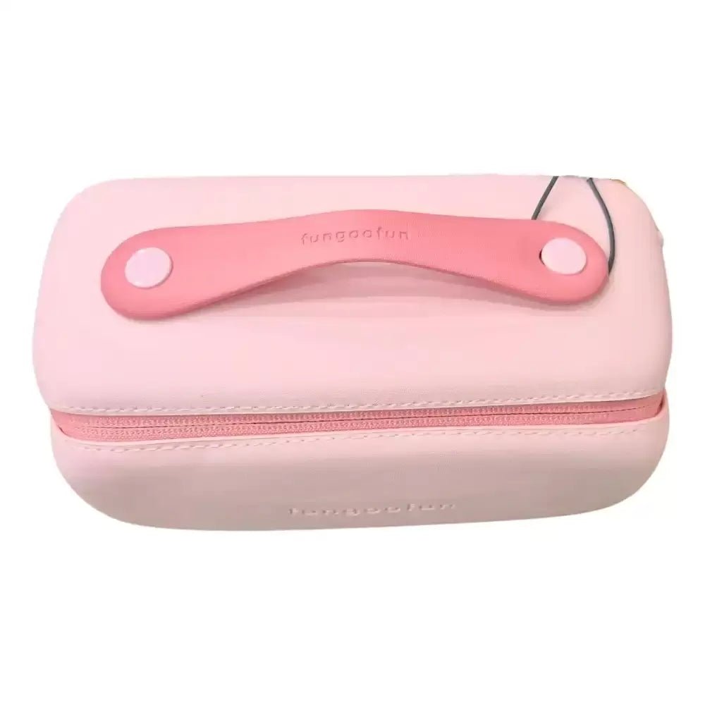 Fungoofun Fashion Portable Travel and Cosmetic Makeup Bag - Stylish Waterproof and Washable EVA Beauty Organizer for Skincare and Toiletries with Durable Handle in Pink - M&M