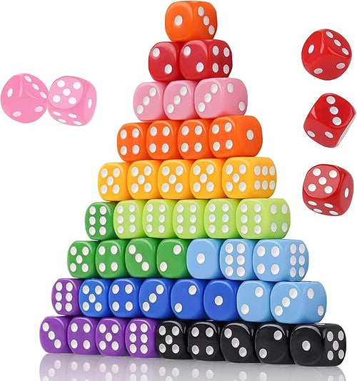 50PCS 16MM Game Dice Set, 6 - Sided Solid Vintage Colors Standard Round Corner - M&M