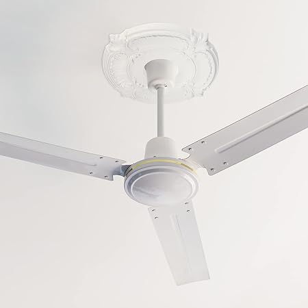 2 Pieces White PU Ceiling Medallion Decorative Ceiling Fan Medallion Round - M&M