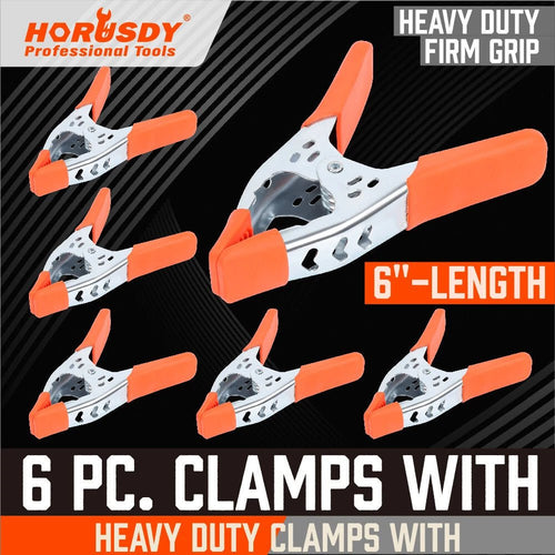 6" inch Orange Heavy Duty Spring Clamp - 6 Pack - M&M