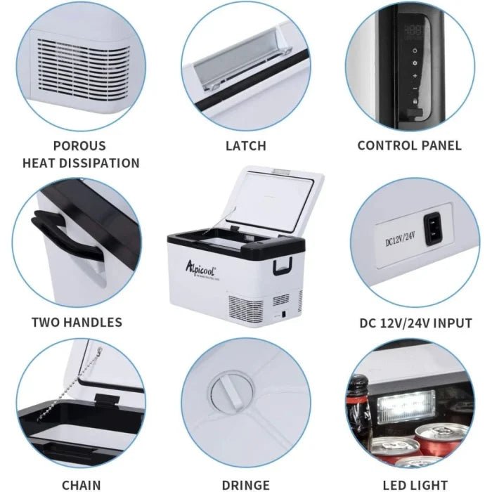 Alpicool K25 25 Liter Portable Car Fridge Freezer 12/24V Car Refrigerator Cooler Box,Electric Mini Fridge Freezer for Camping Campervan, Vehicle, Truck, RV, Boat, Travel, Pinic, - 20°C - 20°C - M&M