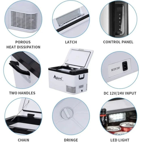 Alpicool K25 25 Liter Portable Car Fridge Freezer 12/24V Car Refrigerator Cooler Box,Electric Mini Fridge Freezer for Camping Campervan, Vehicle, Truck, RV, Boat, Travel, Pinic, - 20°C - 20°C - M&M
