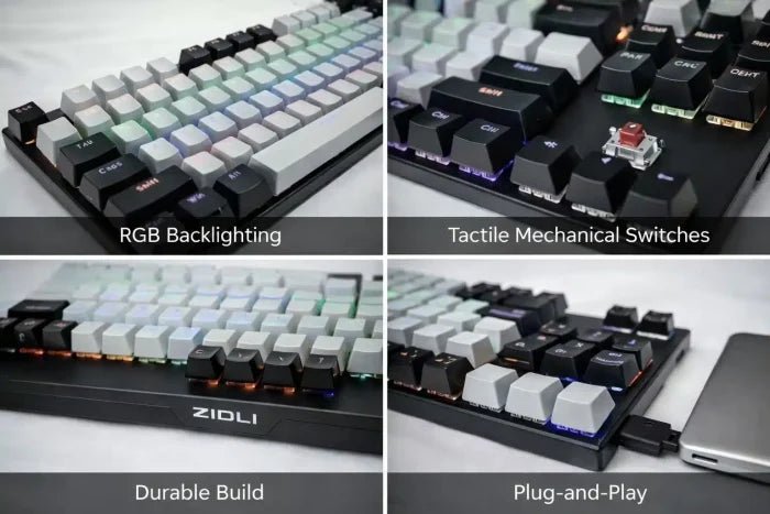ZIDLI Mechanical RGB Gaming Keyboard – Tactile Switches, Backlit Keys for PC & Console Gamers | UAE - M&M