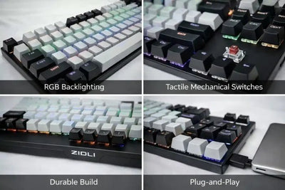 ZIDLI Mechanical RGB Gaming Keyboard – Tactile Switches, Backlit Keys for PC & Console Gamers | UAE