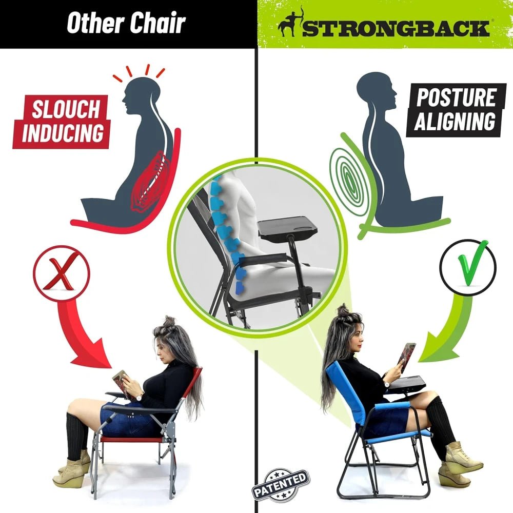 STRONGBACK Director Rocker Chair – Ergonomic Folding Rocking Chair with Lumbar Support for Outdoor & Indoor Use, Black | UAE - M&M