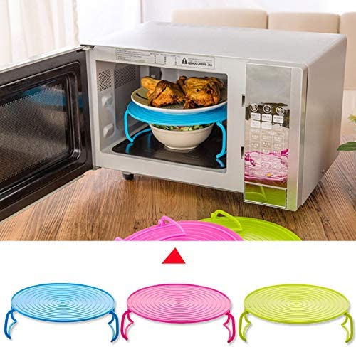 CULER Multifunctional Double Layer Microwave Steam Tray Rack – Heat Resistant Food Plate Stacker & Cooling Rack for Home and Restaurant Kitchen - M&M