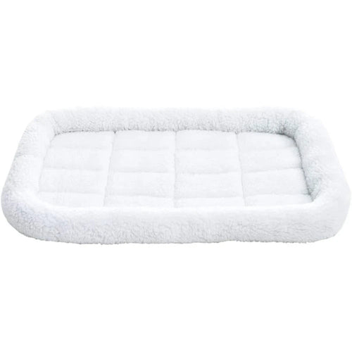 Amazon Basics 29 - Inch Padded Pet Bolster Bed for Dog, White, 29.13″L x 18.9″W x 2.76″H - M&M
