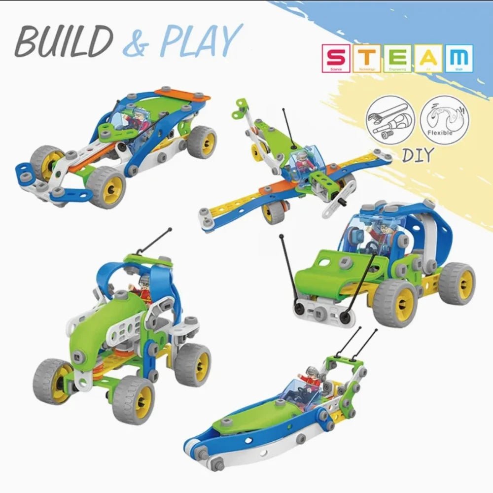 HANYE 117PCS 5 in 1 Screw Assembly and Disassembly Racing Car Truck Aircraft - M&M