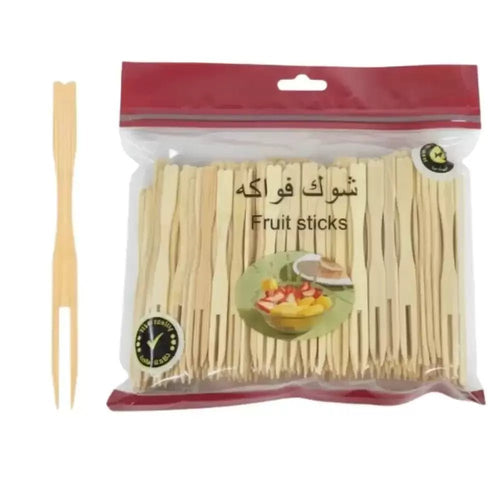 100pcs Natural Bamboo Miniature Appetizer Forks – Eco - Friendly Fruit Sticks & Cocktail Picks - M&M