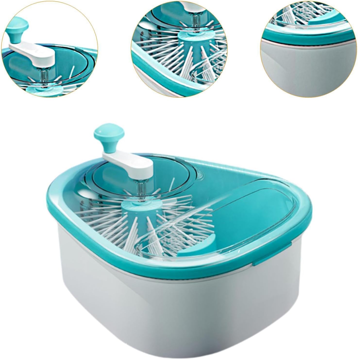 MYCENSE Multipurpose Drain Basket & Fruit Strainer with Cleaning Brush – Large Self - Draining Bowl with Anti - Slip Base, Blue - M&M