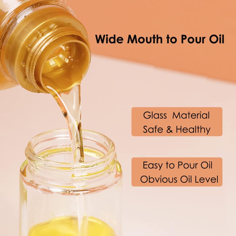 Olive Oil Dispenser Bottle with Silicone Brush – 2 - in - 1 Dropper & Measuring Oil Bottle for Cooking - M&M
