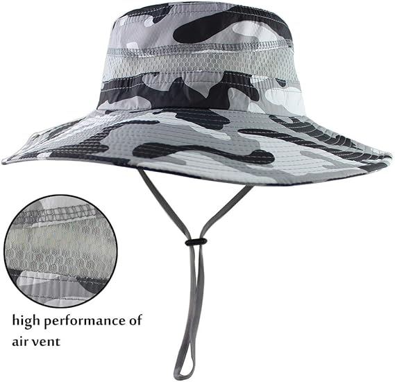 CAMOLAND Mens Fishing Hat Wide Large Brim Sun Hat with Outdoor UV Protection - M&M