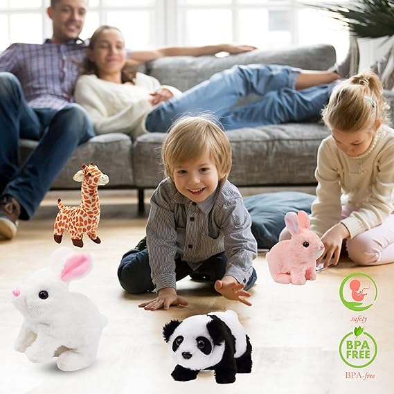 Hopearl Hopping Rabbit Interactive Electronic Pet Plush Bunny Toy with - M&M