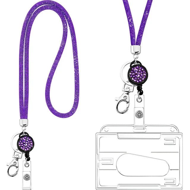 SAVORI 2 - Piece Rhinestone ID Card Lanyard Set - M&M