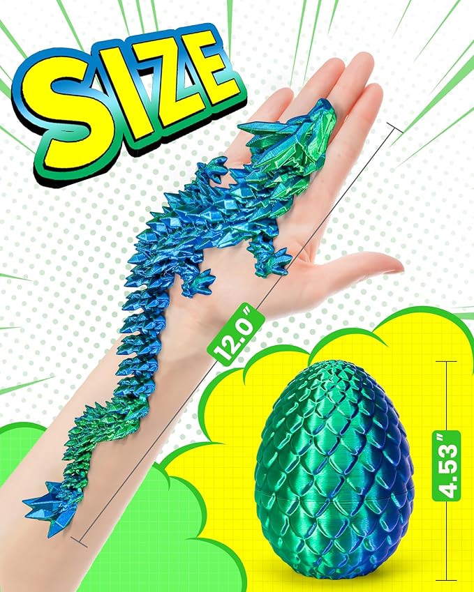 Tboline 3D Printed Dragon Egg,Dragon Eggs With Inside,Crystal Fidget - M&M