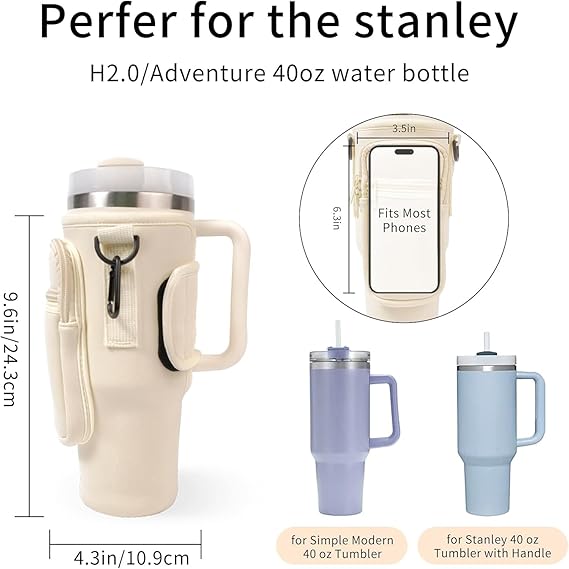 Water Bottle Holder With Strap for Stanley 40 oz Tumbler With Handle - M&M