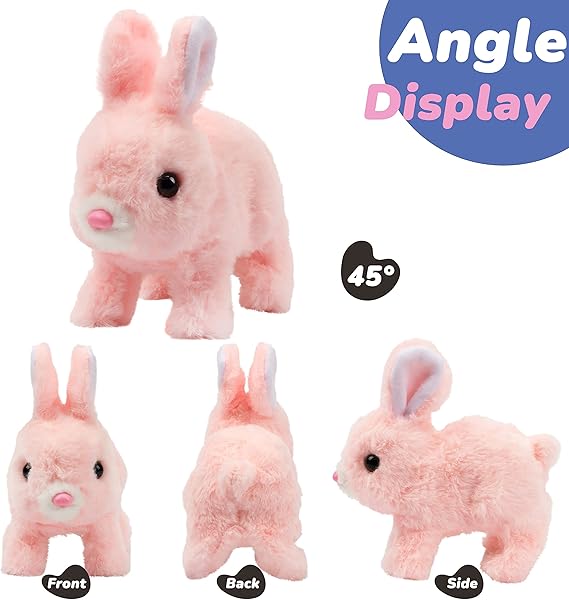 Hopearl Hopping Rabbit Interactive Electronic Pet Plush Bunny Toy with - M&M