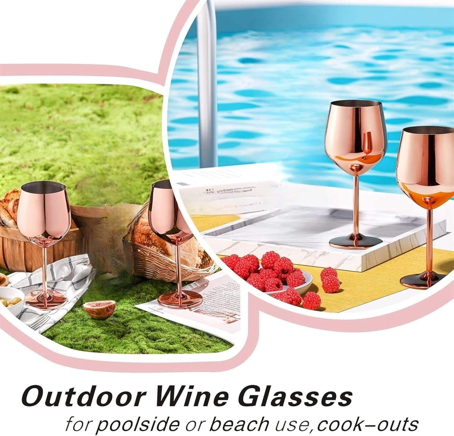 jaffiust Stainless Steel Wine Glasses Set of 2 - Mothers Day Gifts for Mom - M&M