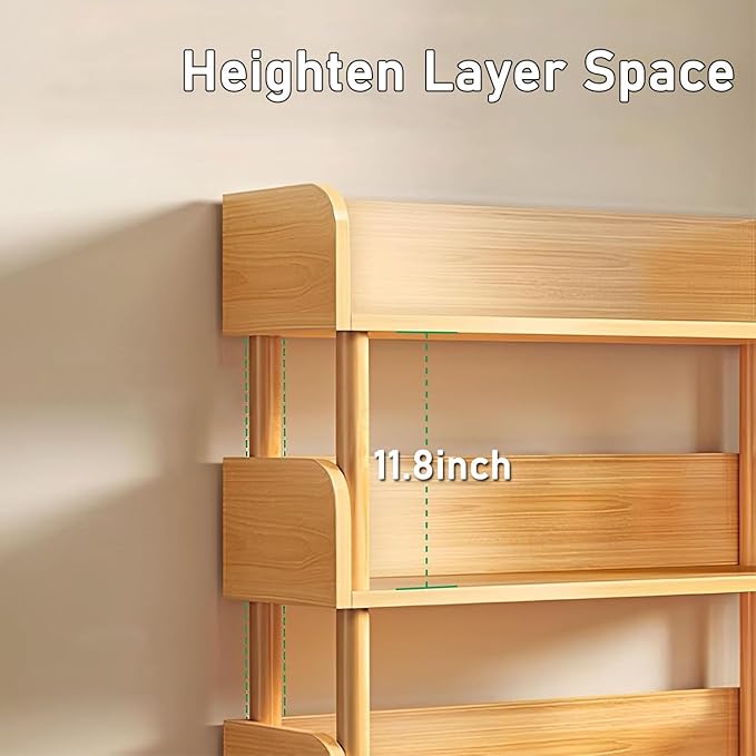 Uniface Open Bookshelf, 4 - Tier Wooden Bookcase, Freestanding Bookcase, Book - M&M