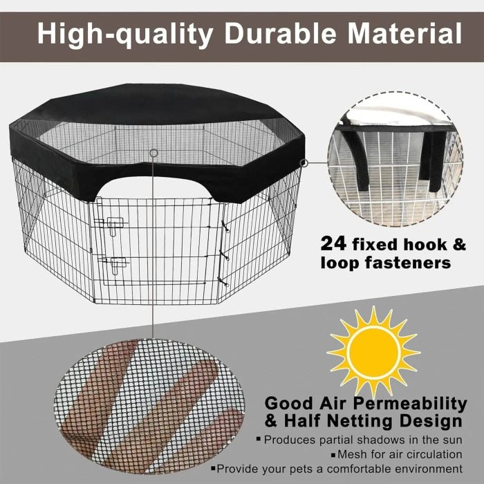 Dog Cage Top Cover Breathable Waterproof UV Protection Dog Cage Protective Cover Mesh Dog Cage Top Cover Sunproof Pet Kennel Top Cover for 24 Inches Size Octagonal Pet Pen Outdoor Indoor - M&M