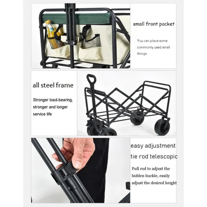 ZAIED Folding Trolley Cart on Wheels,Camping Trolley Collapsible Festival Wagon - M&M