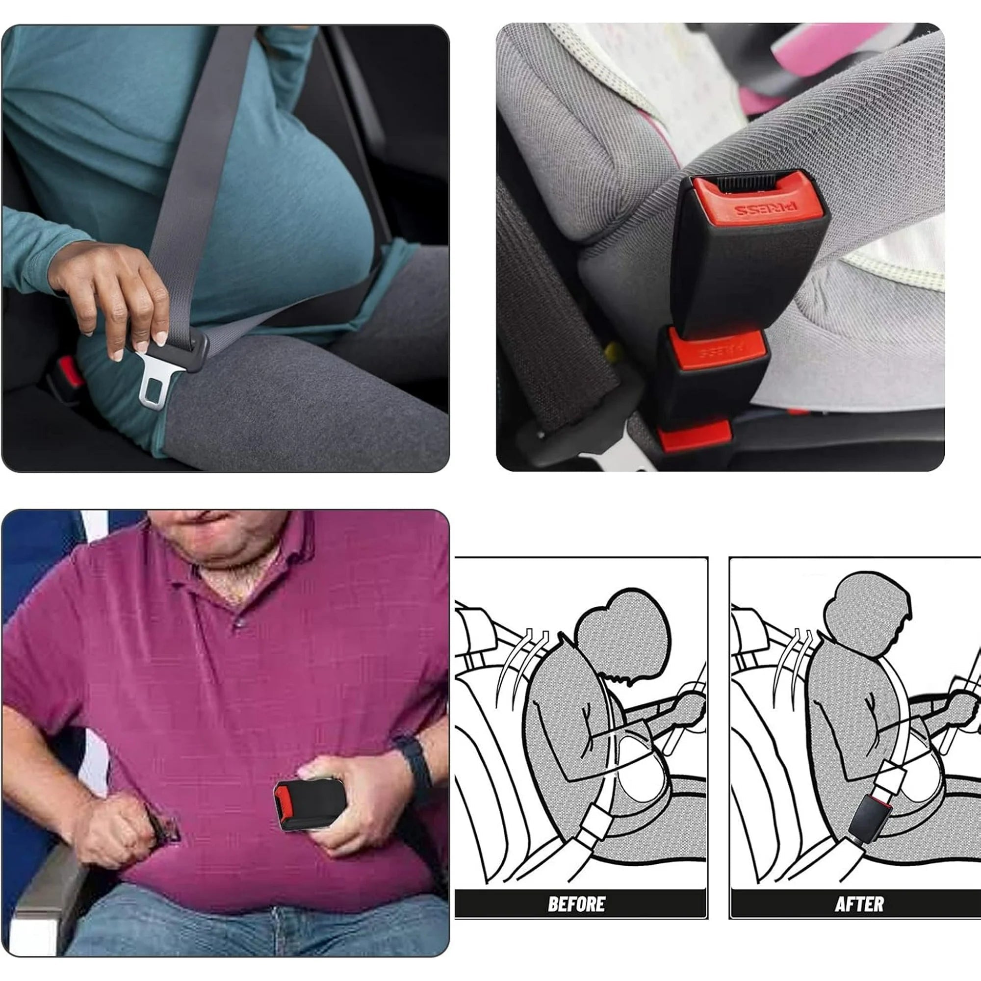 Seat Belt Extender, 2 Pack Upgraded Seatbelt Extender (Compatibility Better) - M&M