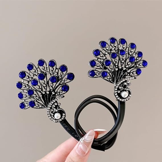 Peacock Rhinestone Hair Bun Maker Deft Easy Bun Twist Shaper Hair Styling - M&M