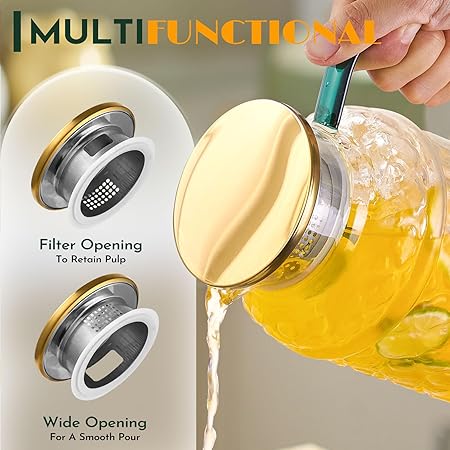 Water Jug Glass Pitcher with Lid - M&M