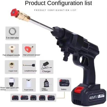 High Pressure Car Washer Gun, 48VF with Dual Battery - M&M