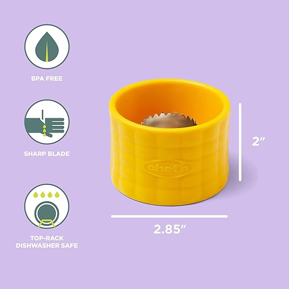 Chef'n Cob Corn Stripper, Sweetcorn Kernel Remover Tool, Yellow, 7 x 5 cm - M&M