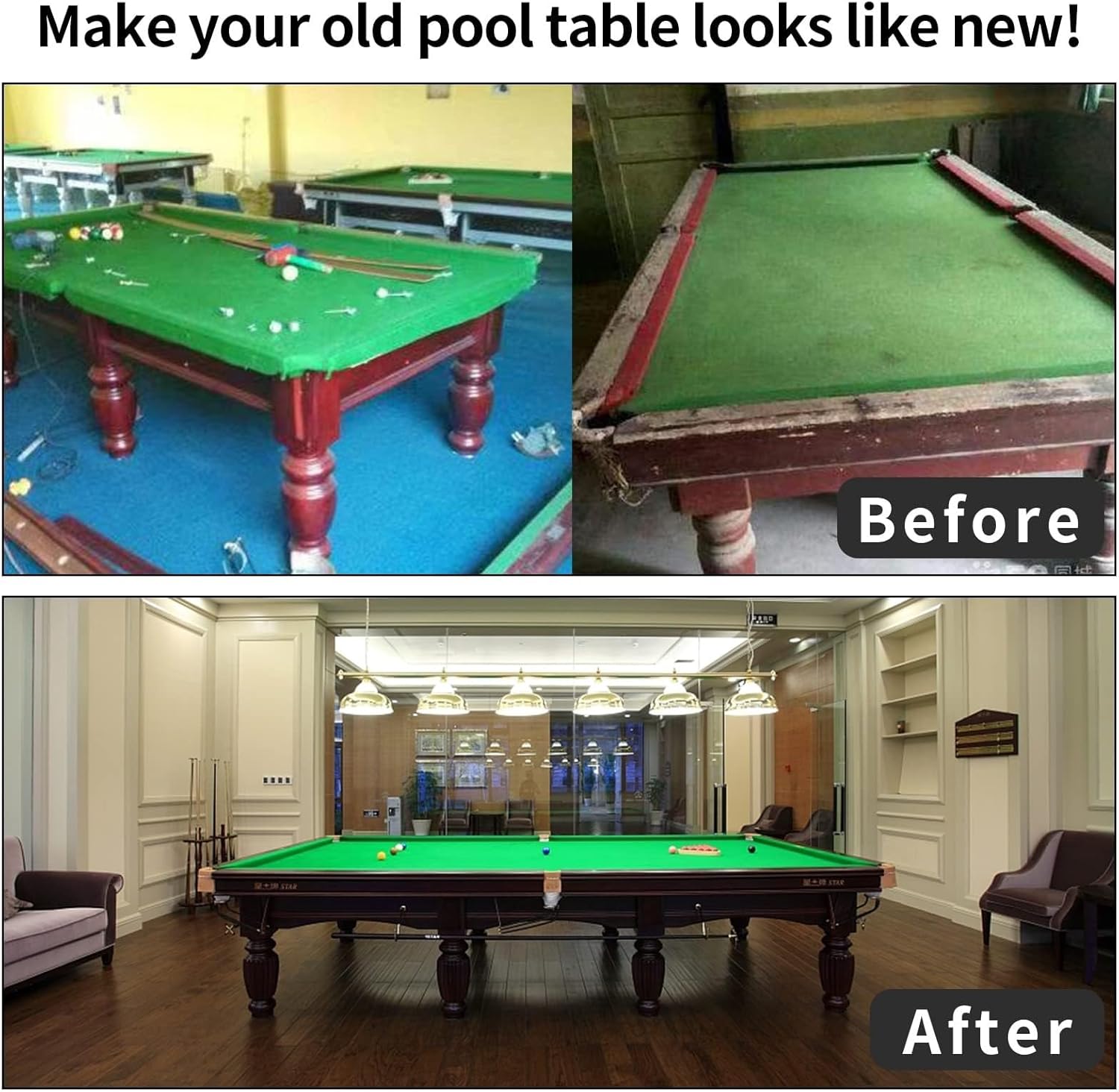 THE WHITE SHOP Billiard Table Cloth Tablecloth American Pool Table Cloth - M&M