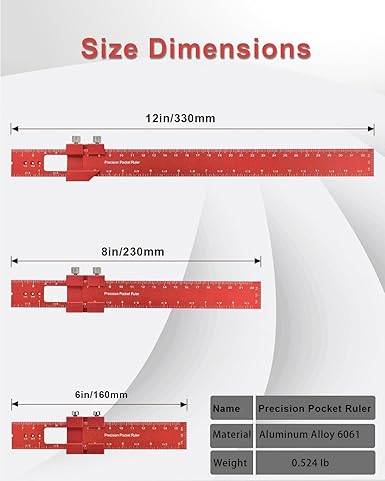 Woodworking Ruler Precision Pocket Rule - M&M