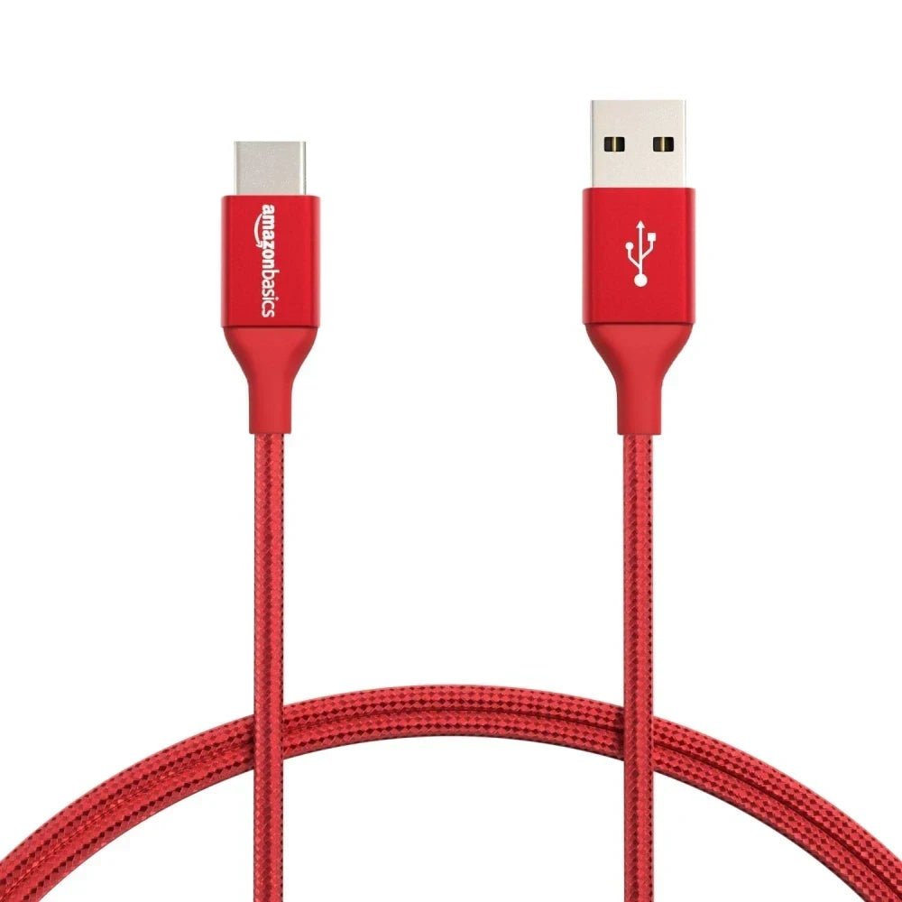 Amazon Basics Double Braided Nylon USB Type - C to Type - A 2.0 Male Cable - M&M