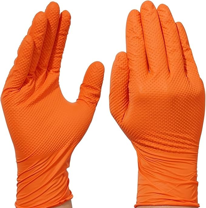 ZALCOON Heavy - Duty Orange Nitrile Gloves - M&M