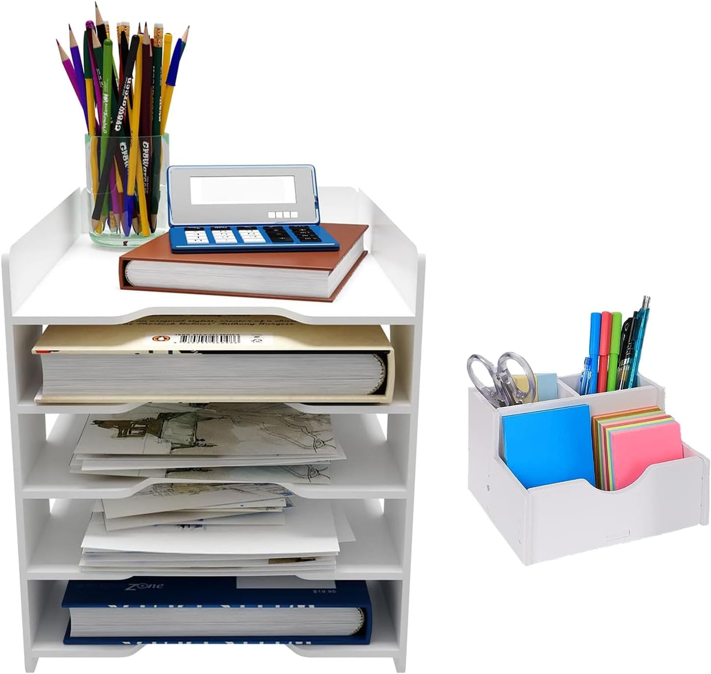5 Tier Desk Organizer Tray with Drawer and Pen Holder - M&M