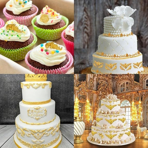4 Pack Baroque Fondant Molds, Scroll Border Lace Silicone Molds, 3D Relief - M&M