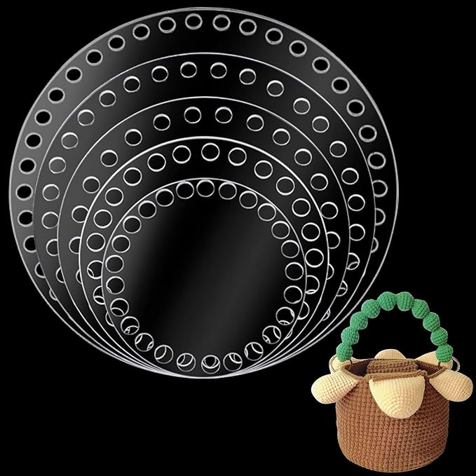 5 Size Acrylic Weaving Boards, Flat Round Crochet Basket Bases Transparent - M&M