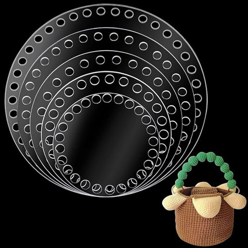 5 Size Acrylic Weaving Boards, Flat Round Crochet Basket Bases Transparent - M&M