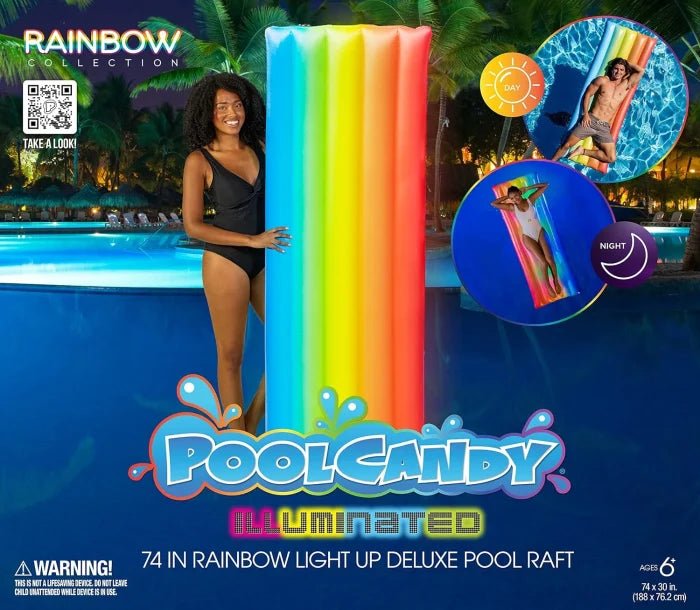 Inflatable Rainbow Pool Raft – Large Haze Glitter Float Lounger for Adults & Kids | Summer Beach & Swimming Pool Toy - M&M