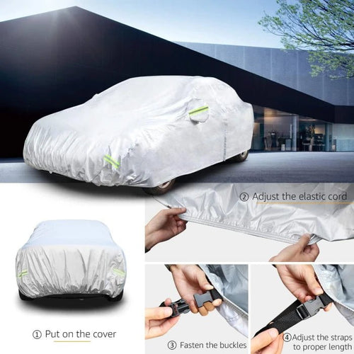 Amazon Basics Silver Weatherproof Car Cover – 150D Oxford, Sedans up to 160″ - M&M