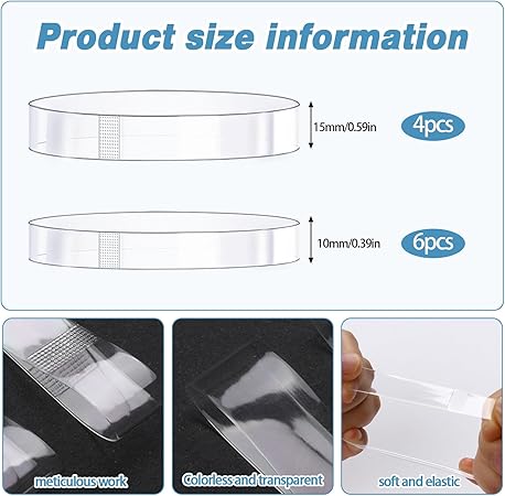 KALIONE 10 Pairs Clear Invisible High Heel Shoe Straps - M&M
